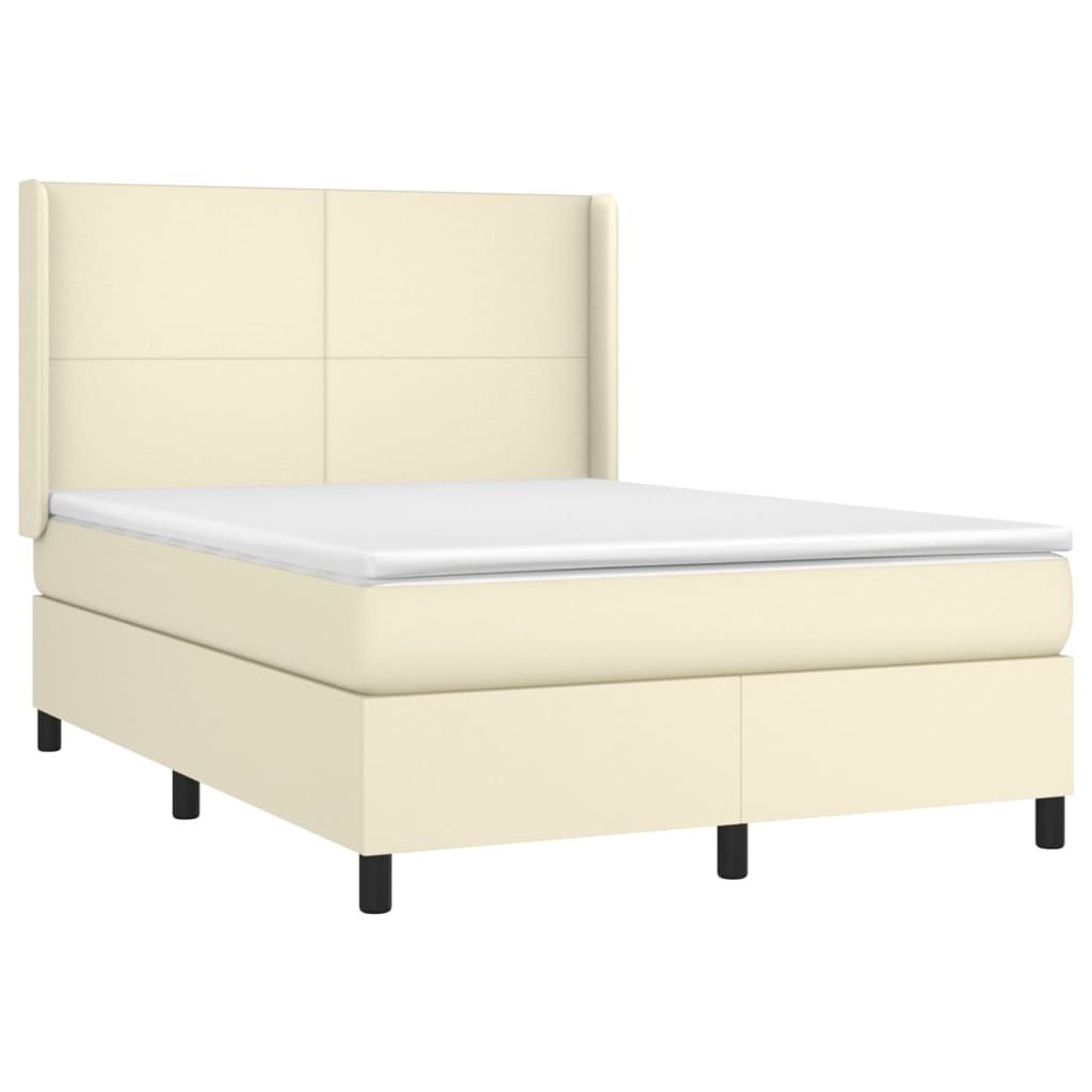 Sommier à lattes de lit avec matelas Crème 140x190cm Similicuir - XIOS