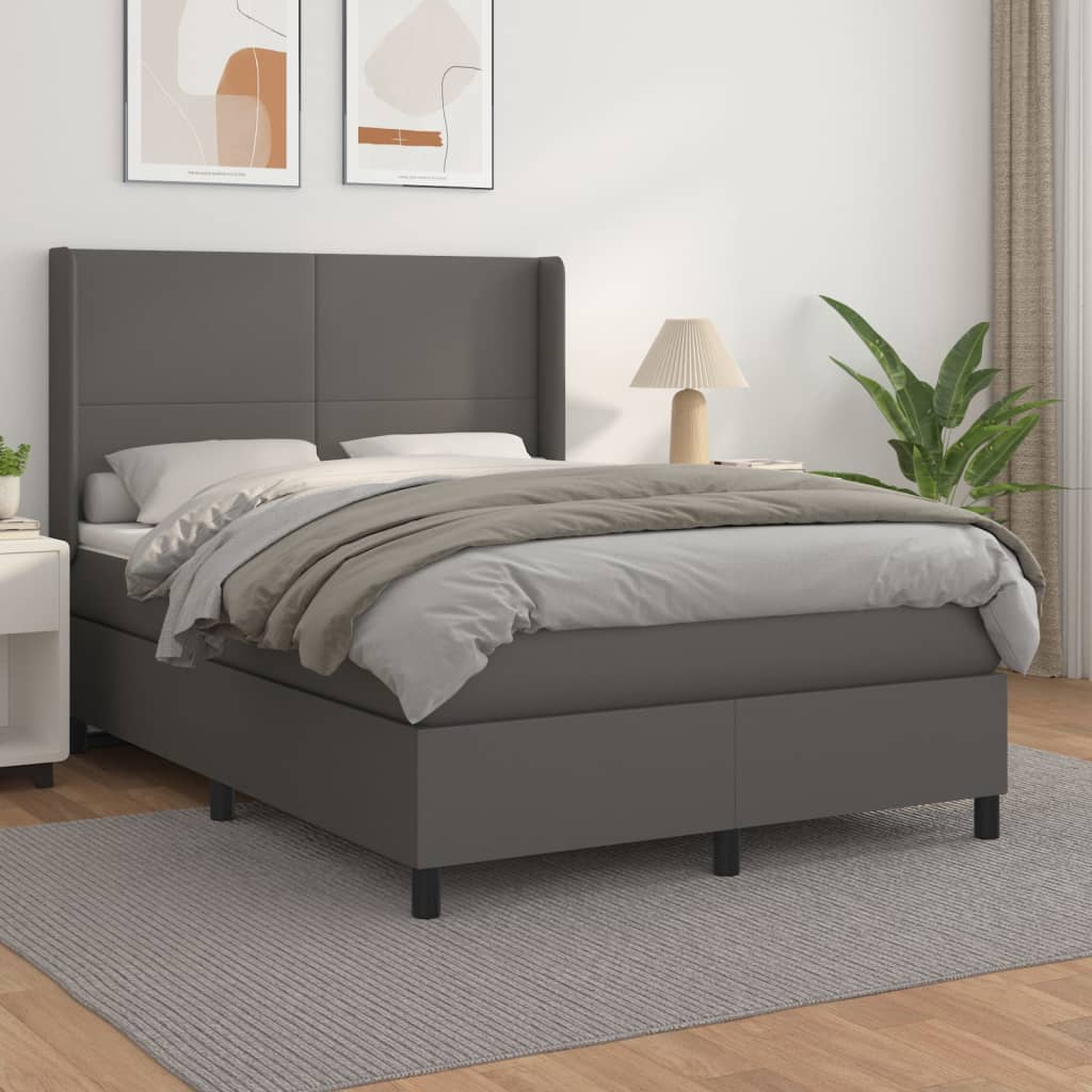 Sommier à lattes de lit avec matelas Gris 140x190 cm Similicuir - XIOS