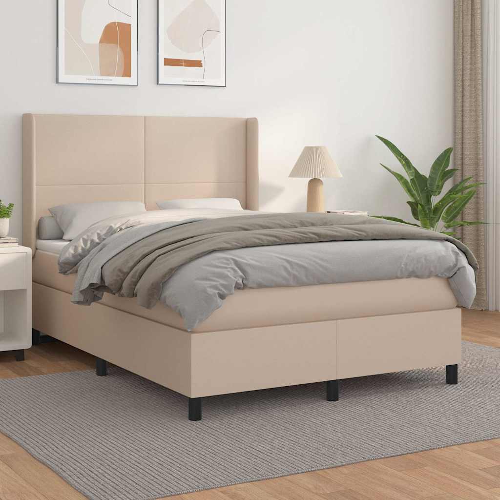 Sommier à lattes de lit avec matelas Cappuccino 140x190 cm