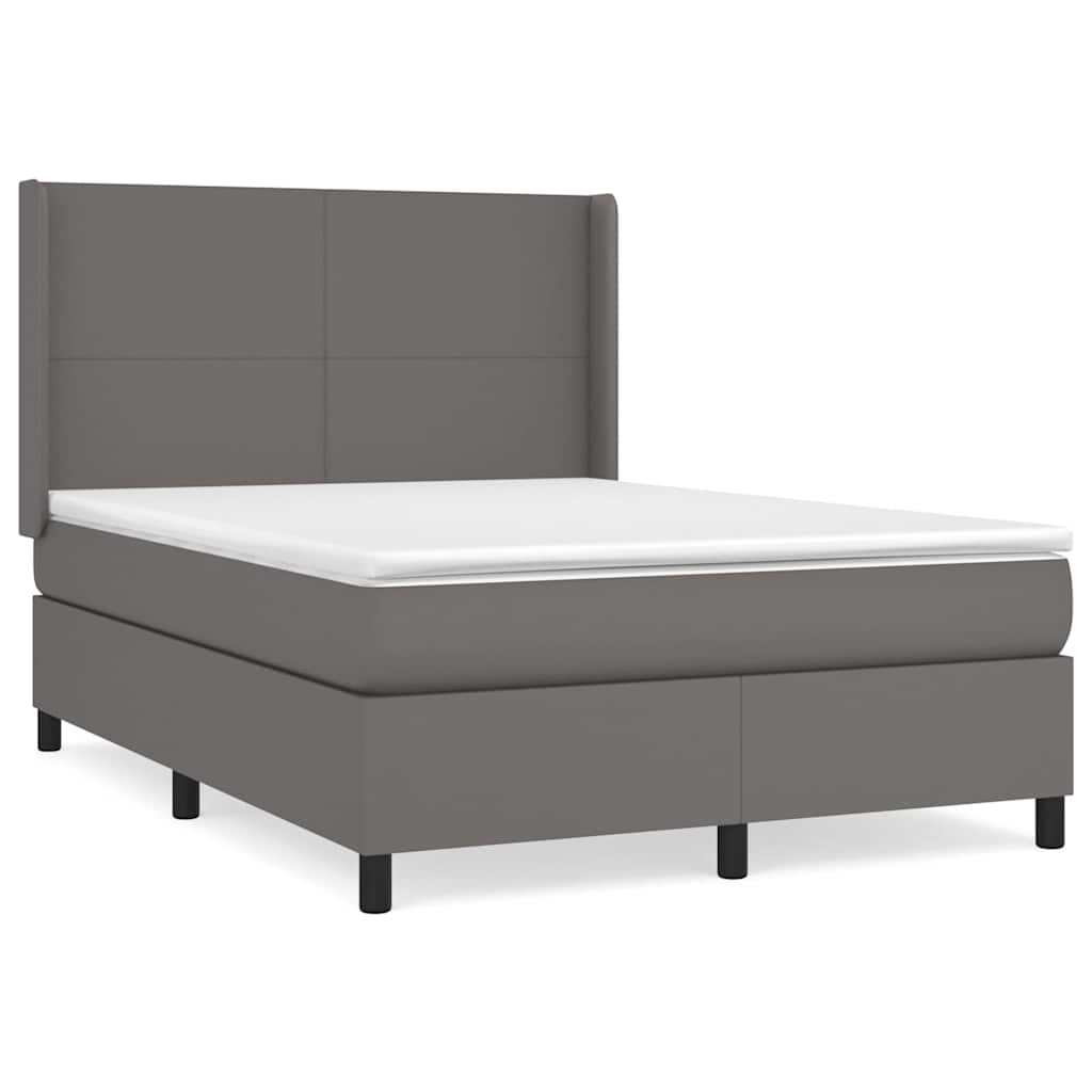 Sommier à lattes de lit avec matelas Gris 140x200 cm Similicuir