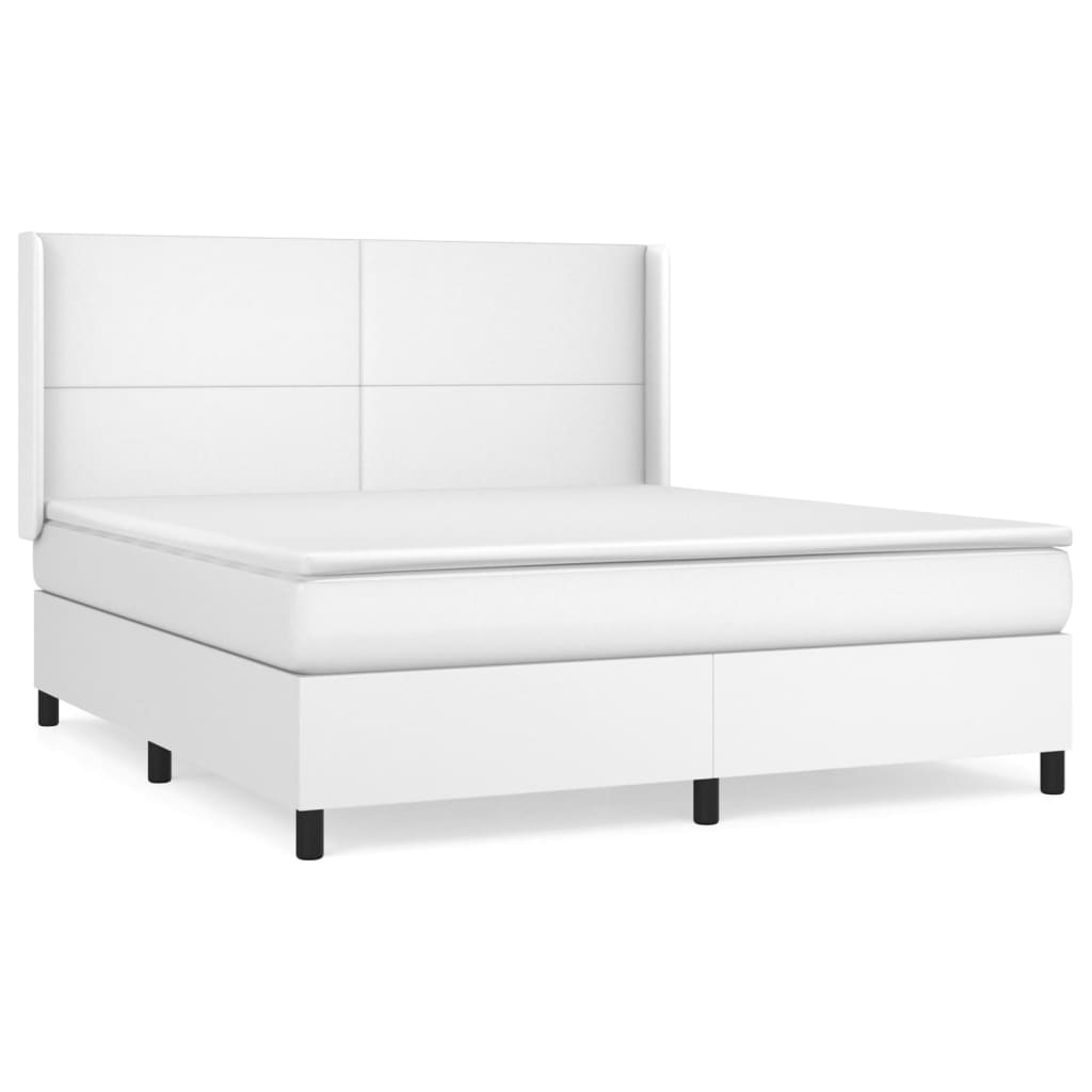 Sommier à lattes de lit avec matelas Blanc 180x200cm Similicuir