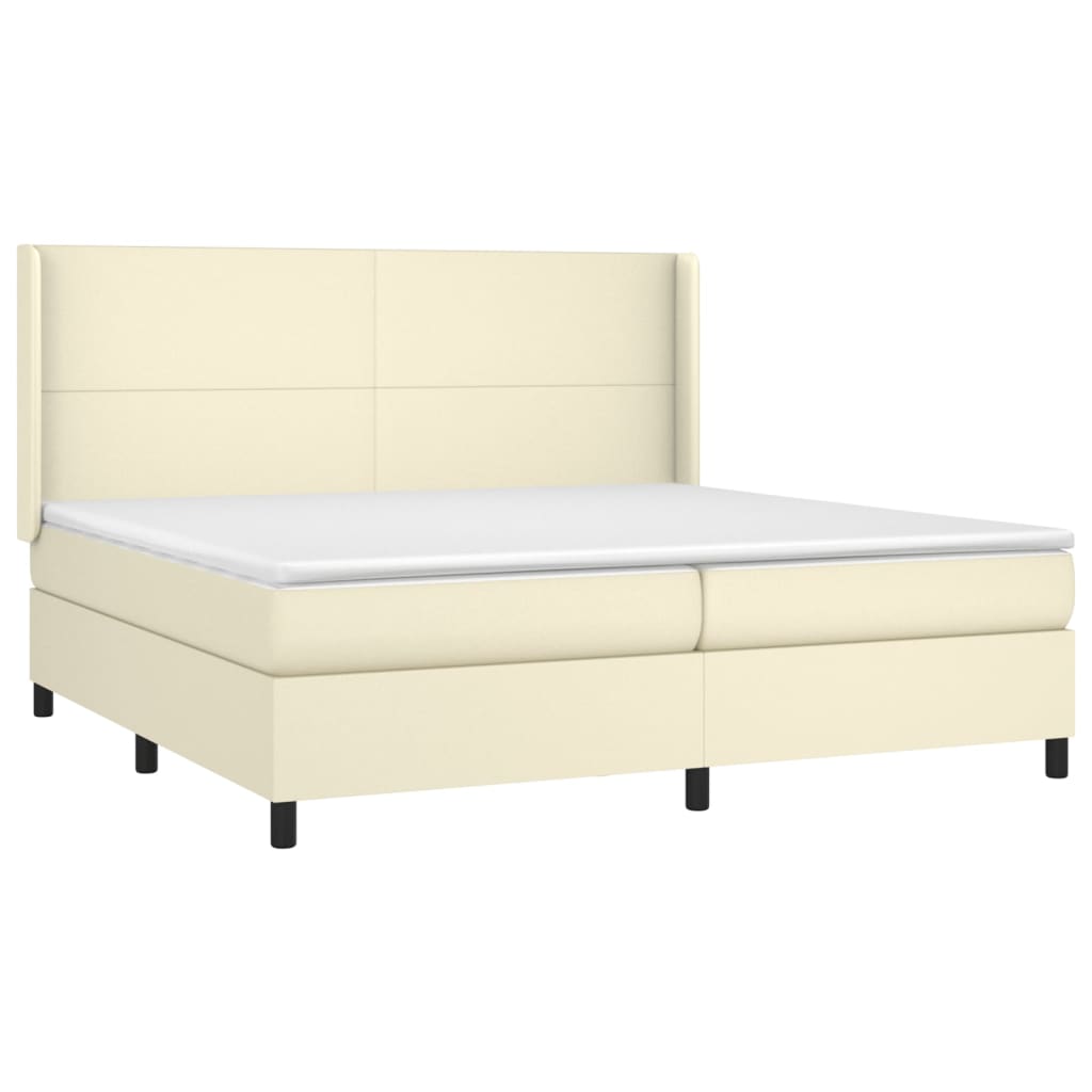 Sommier à lattes de lit avec matelas Crème 200x200cm Similicuir - XIOS