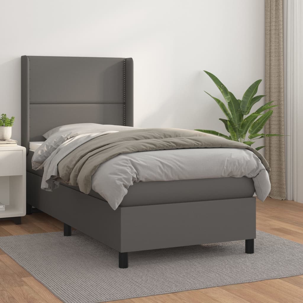 Sommier à lattes de lit avec matelas Gris 90x190 cm Similicuir - XIOS