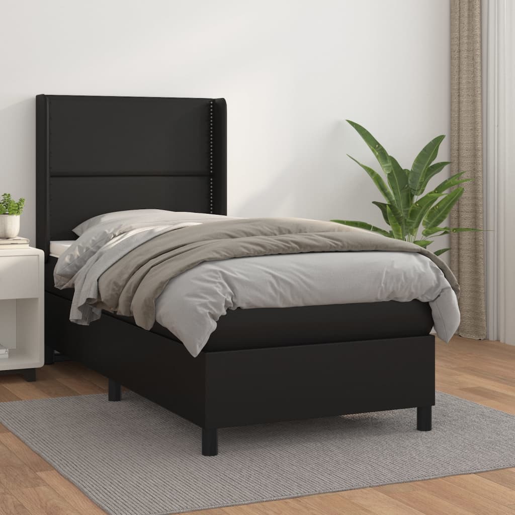 Sommier à lattes de lit avec matelas Noir 100x200 cm Similicuir - XIOS