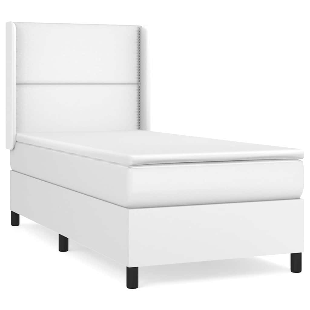 Sommier à lattes de lit avec matelas Blanc 100x200cm Similicuir