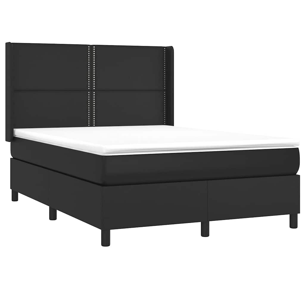Sommier à lattes de lit avec matelas Noir 140x190 cm Similicuir - XIOS