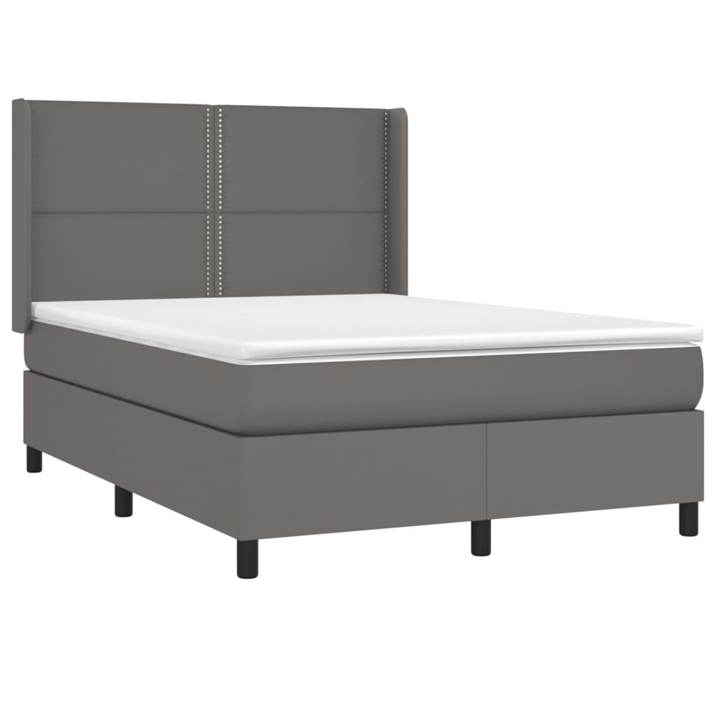 Sommier à lattes de lit avec matelas Gris 140x190 cm Similicuir - XIOS