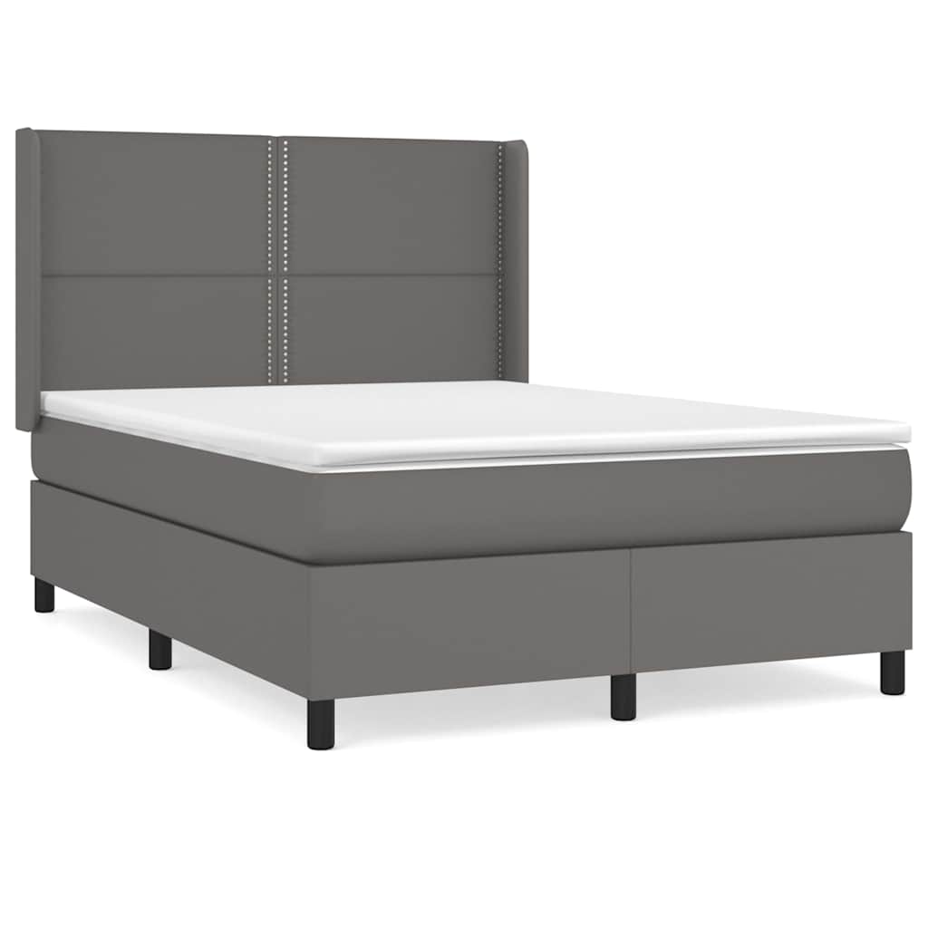 Sommier à lattes de lit avec matelas Gris 140x200 cm Similicuir