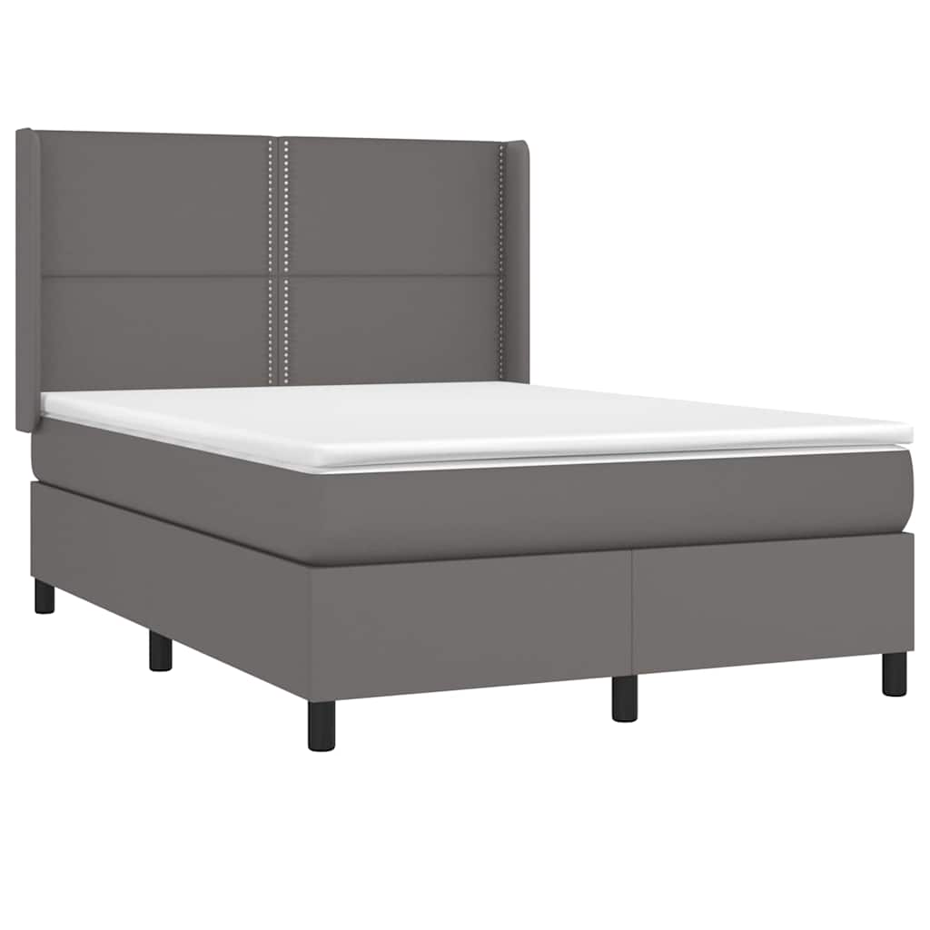 Sommier à lattes de lit avec matelas Gris 140x200 cm Similicuir