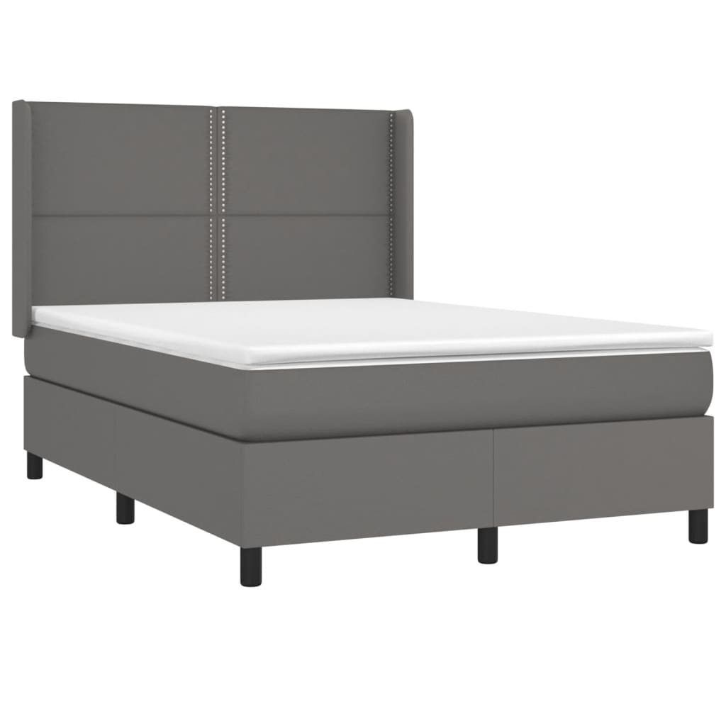 Sommier à lattes de lit avec matelas Gris 140x200 cm Similicuir - XIOS
