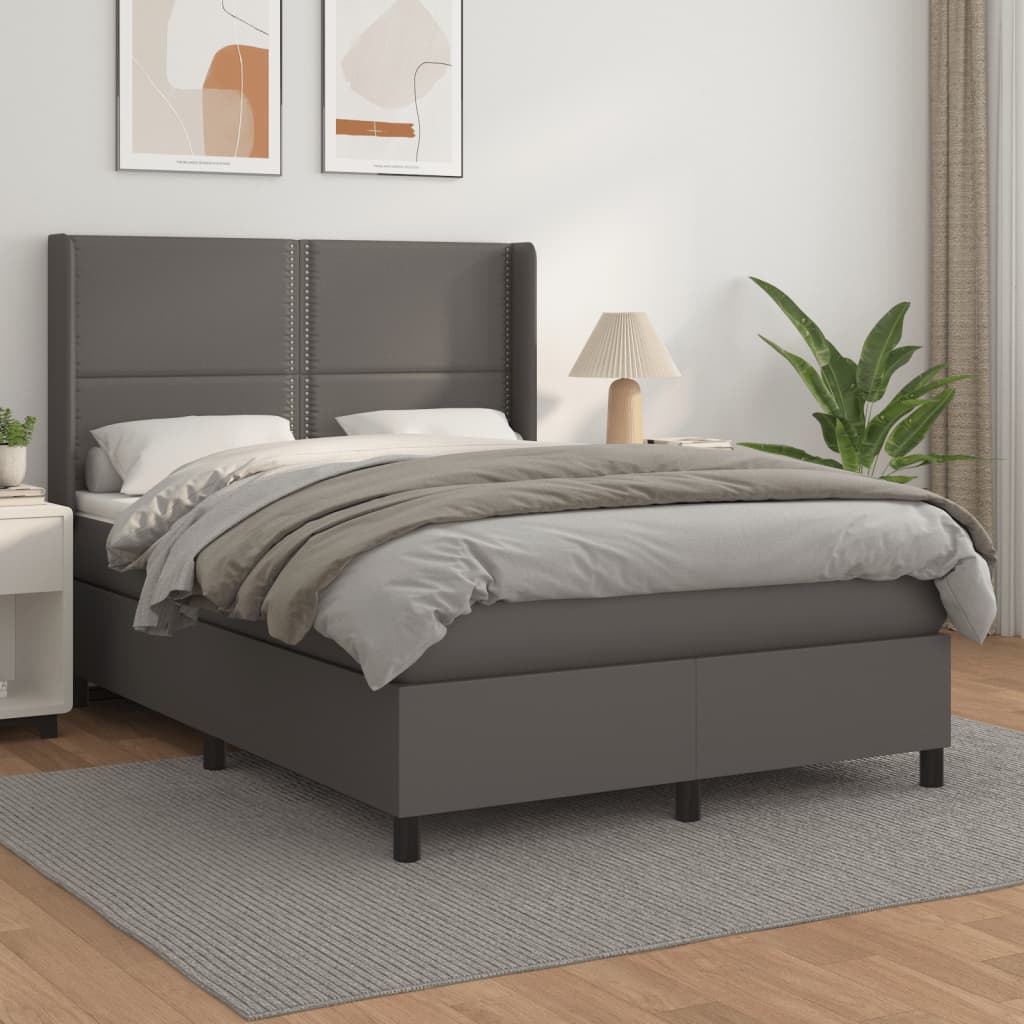 Sommier à lattes de lit avec matelas Gris 140x200 cm Similicuir - XIOS