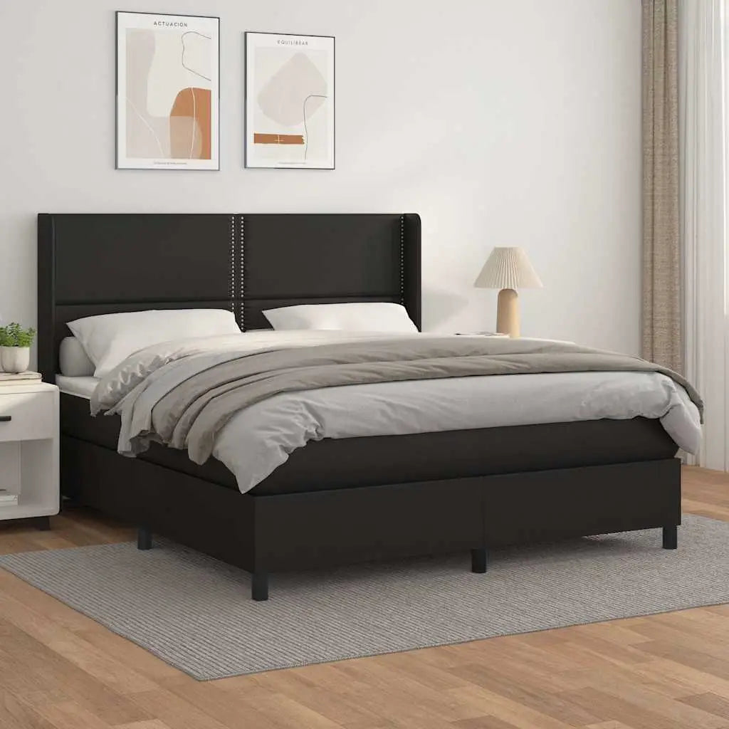 Sommier à lattes de lit avec matelas Noir 180x200 cm Similicuir - XIOS