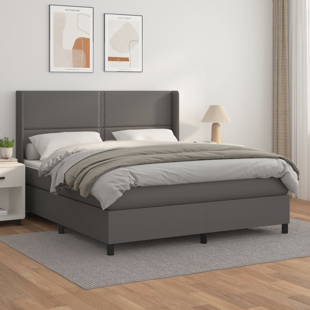 Sommier à lattes de lit avec matelas Gris 180x200 cm Similicuir - XIOS