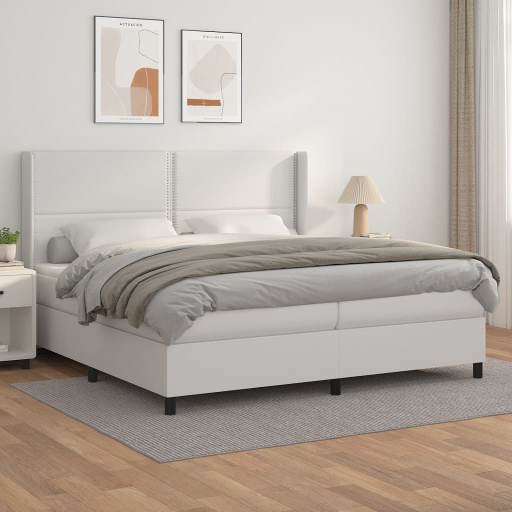 Sommier à lattes de lit avec matelas Blanc 200x200cm Similicuir - XIOS