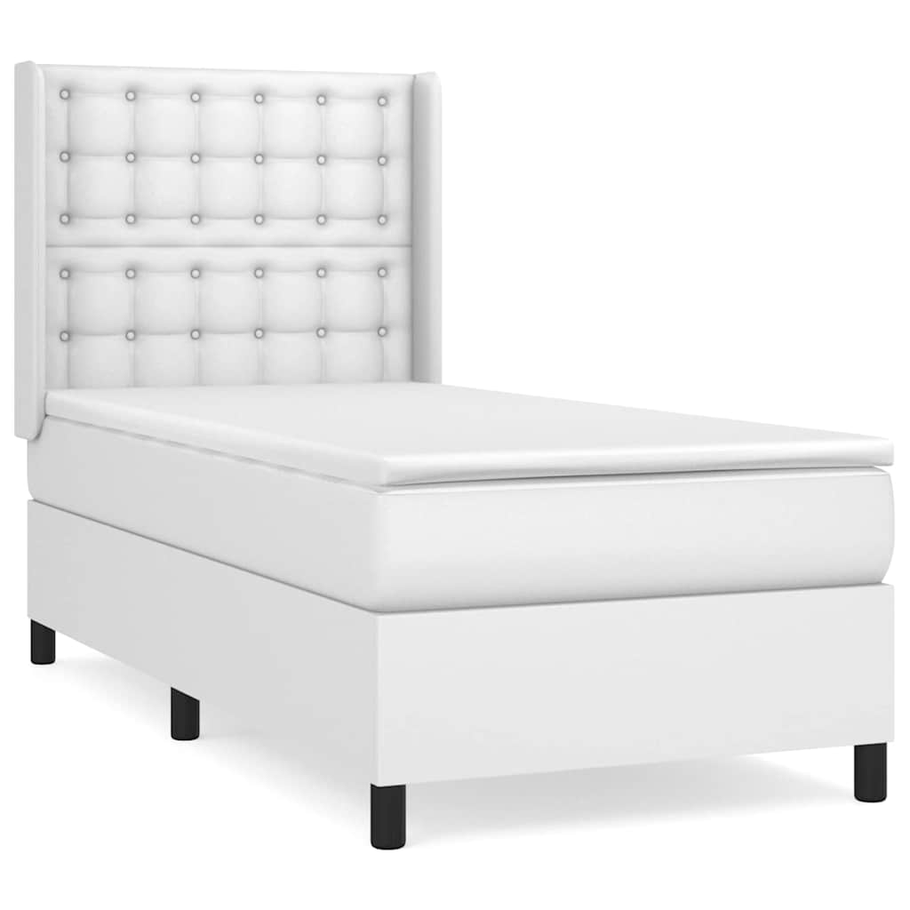 Sommier à lattes de lit avec matelas Blanc 80x200 cm Similicuir