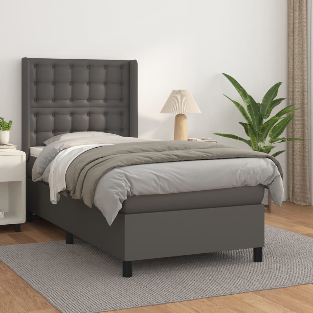 Sommier à lattes de lit avec matelas Gris 80x200 cm Similicuir - XIOS