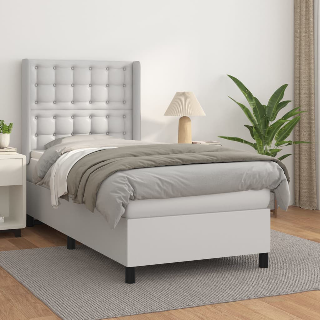 Sommier à lattes de lit avec matelas Blanc 90x190 cm Similicuir - XIOS