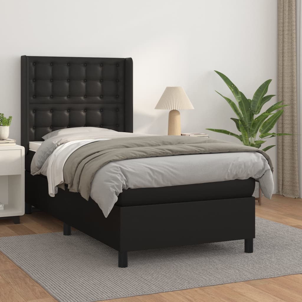 Sommier à lattes de lit avec matelas Noir 90x200 cm Similicuir - XIOS