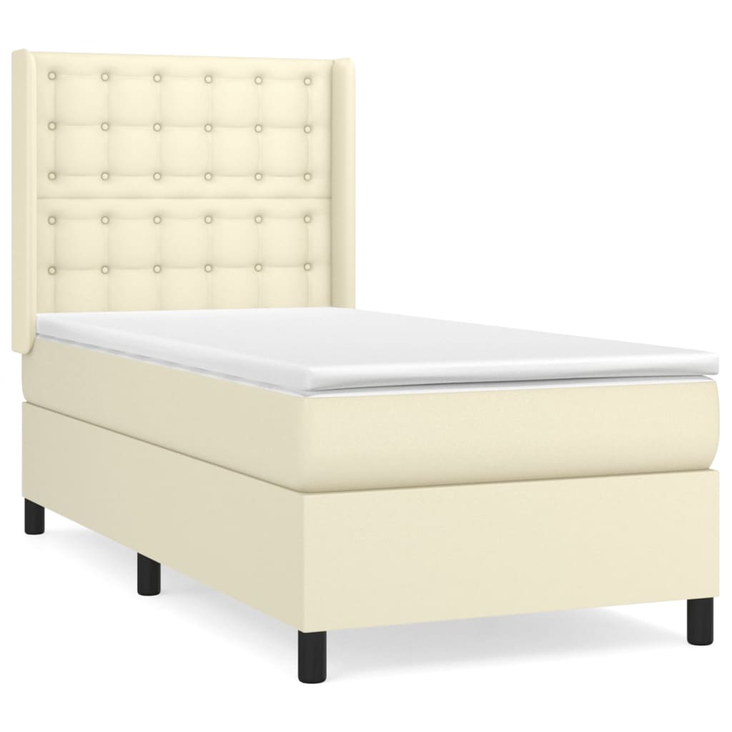 Sommier à lattes de lit avec matelas Crème 90x200 cm Similicuir - XIOS