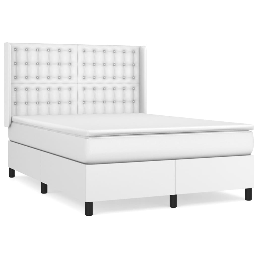Sommier à lattes de lit avec matelas Blanc 140x190cm Similicuir - XIOS
