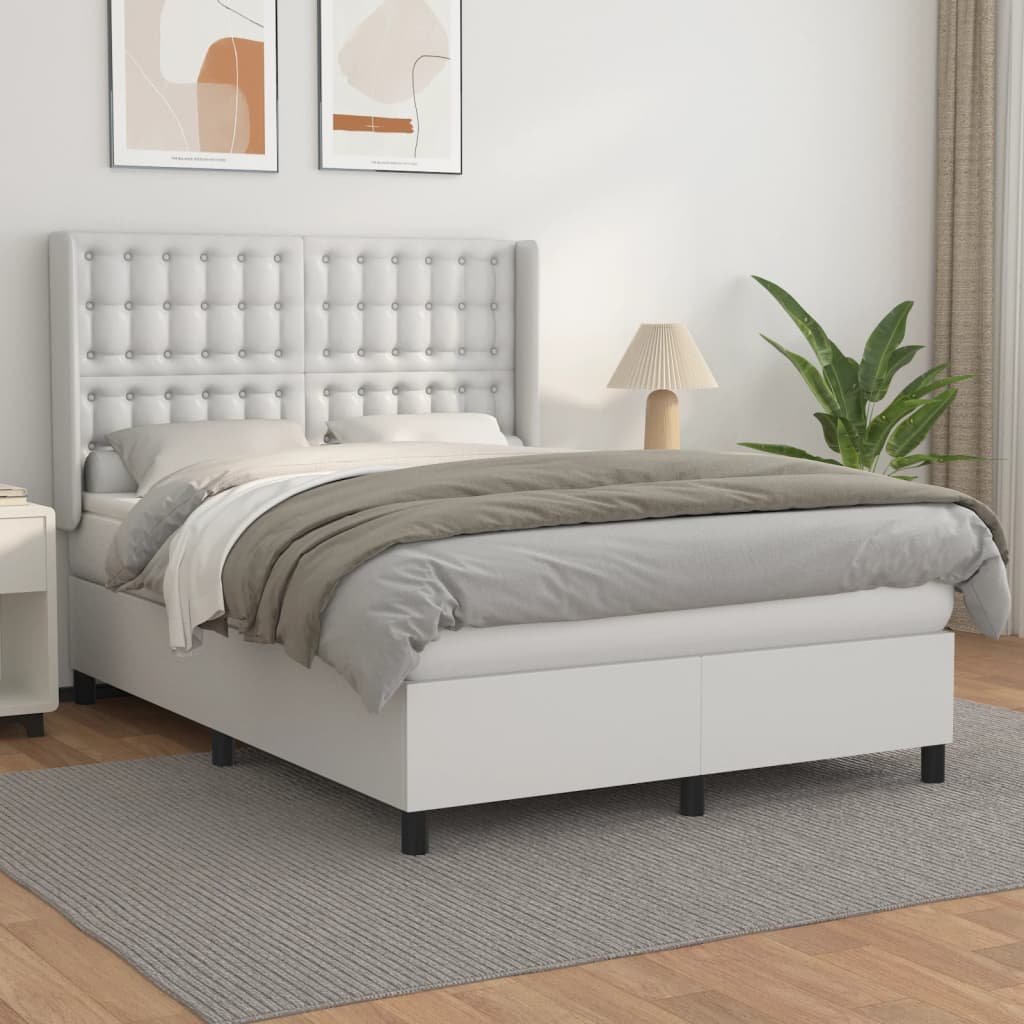 Sommier à lattes de lit avec matelas Blanc 140x190cm Similicuir - XIOS