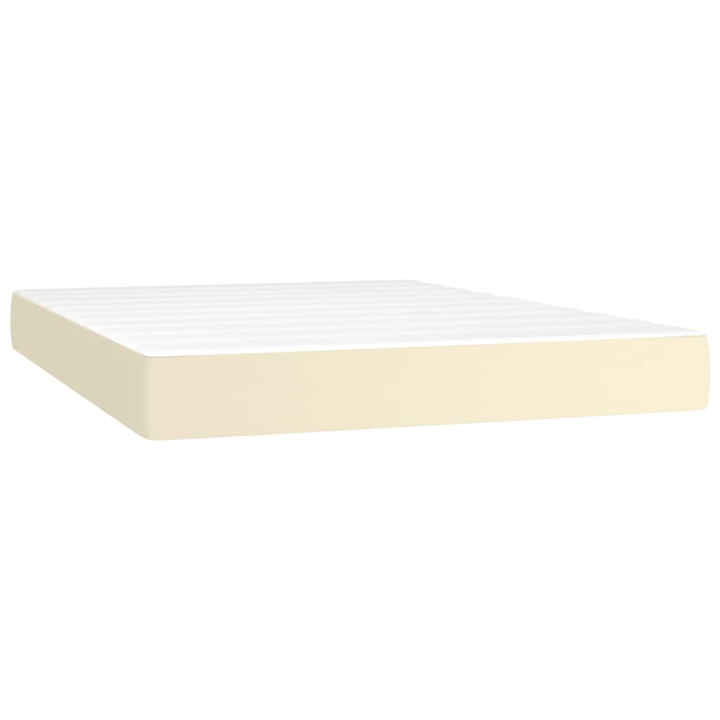 Sommier à lattes de lit avec matelas Crème 140x190cm Similicuir