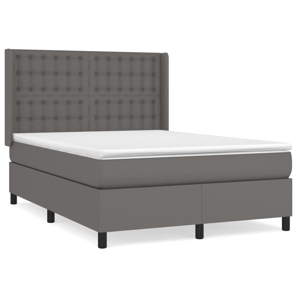Sommier à lattes de lit avec matelas Gris 140x190 cm Similicuir - XIOS