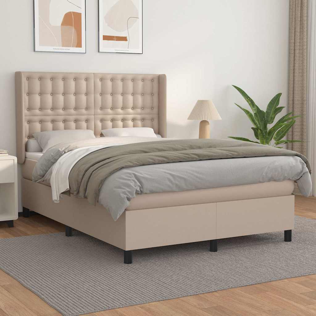 Sommier à lattes de lit avec matelas Cappuccino 140x190 cm