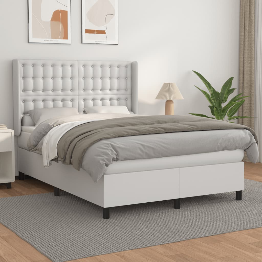 Sommier à lattes de lit avec matelas Blanc 140x200cm Similicuir - XIOS
