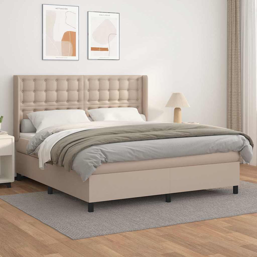 Sommier à lattes de lit avec matelas Cappuccino 160x200 cm