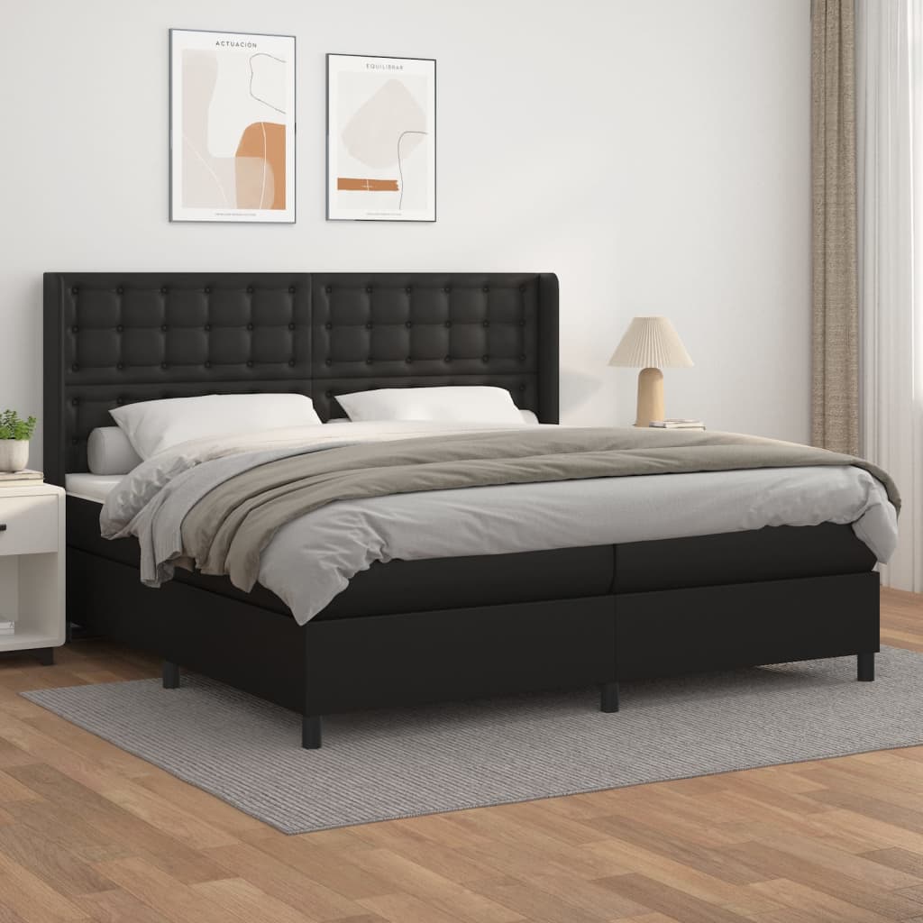 Sommier à lattes de lit avec matelas Noir 200x200 cm Similicuir - XIOS