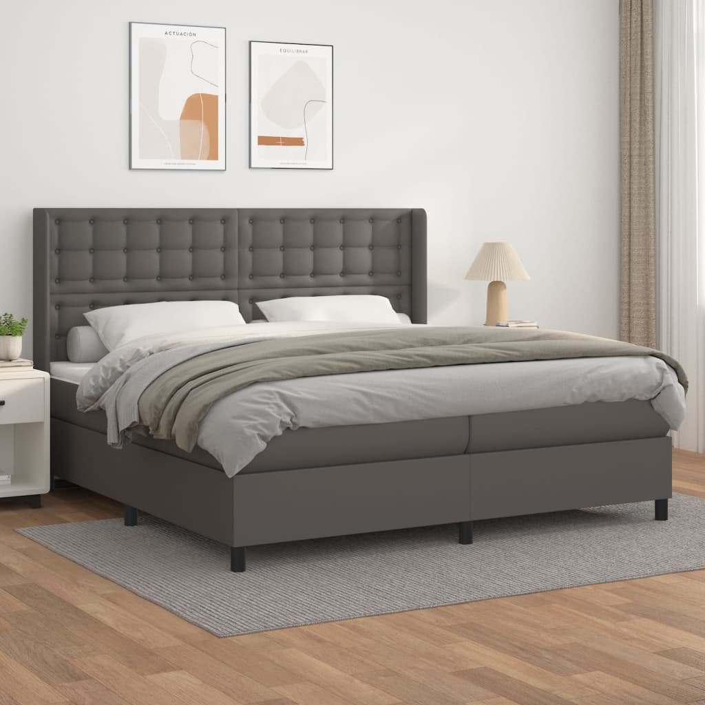 Sommier à lattes de lit avec matelas Gris 200x200 cm Similicuir - XIOS