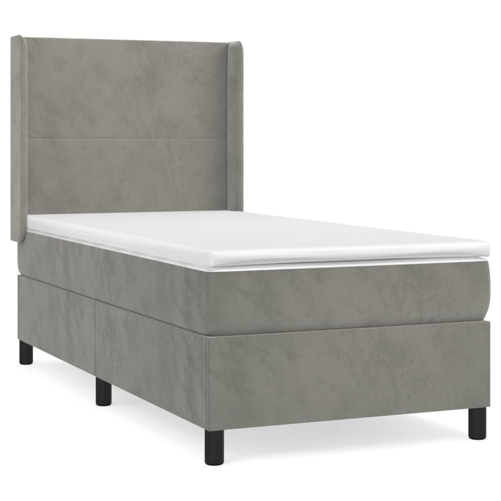 Sommier à lattes de lit et matelas Gris clair 80x200 cm Velours - XIOS