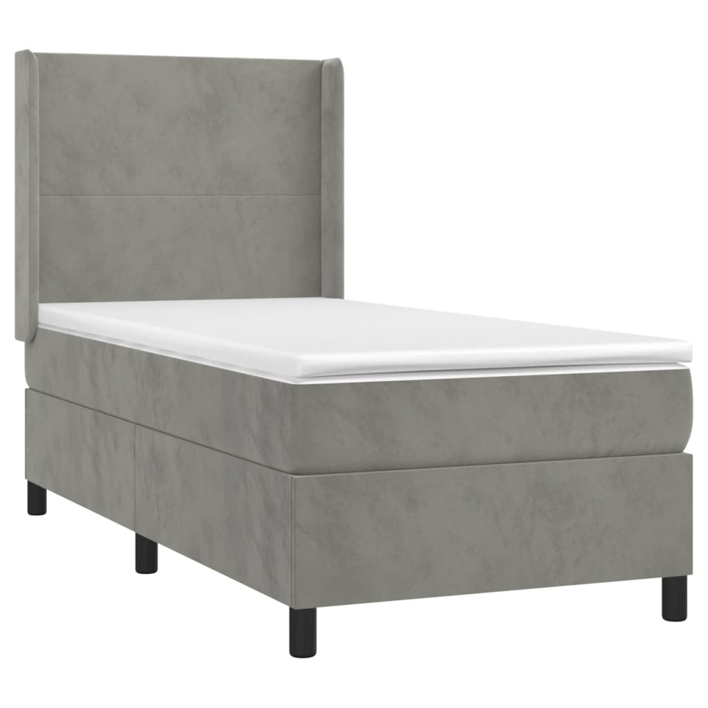 Sommier à lattes de lit et matelas Gris clair 90x200 cm Velours - XIOS