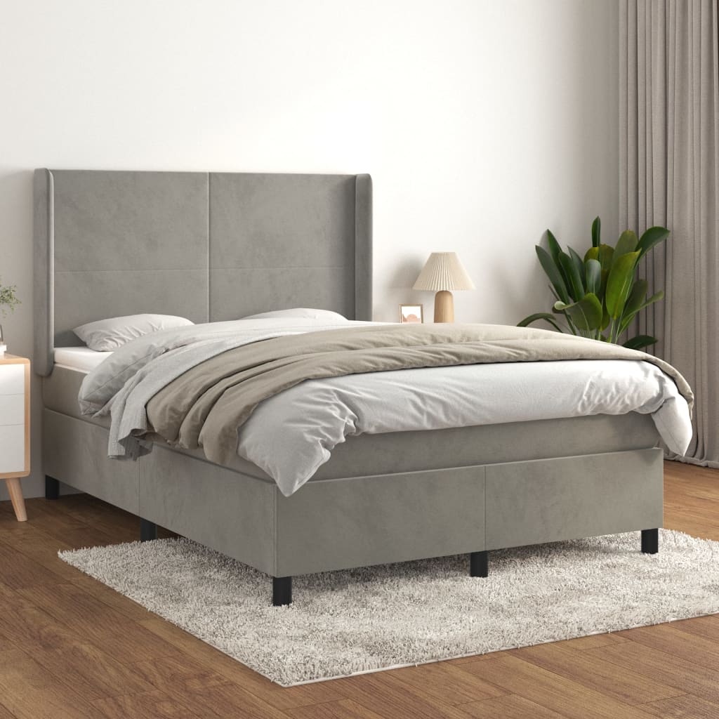 Sommier à lattes de lit et matelas Gris clair 140x190cm Velours - XIOS