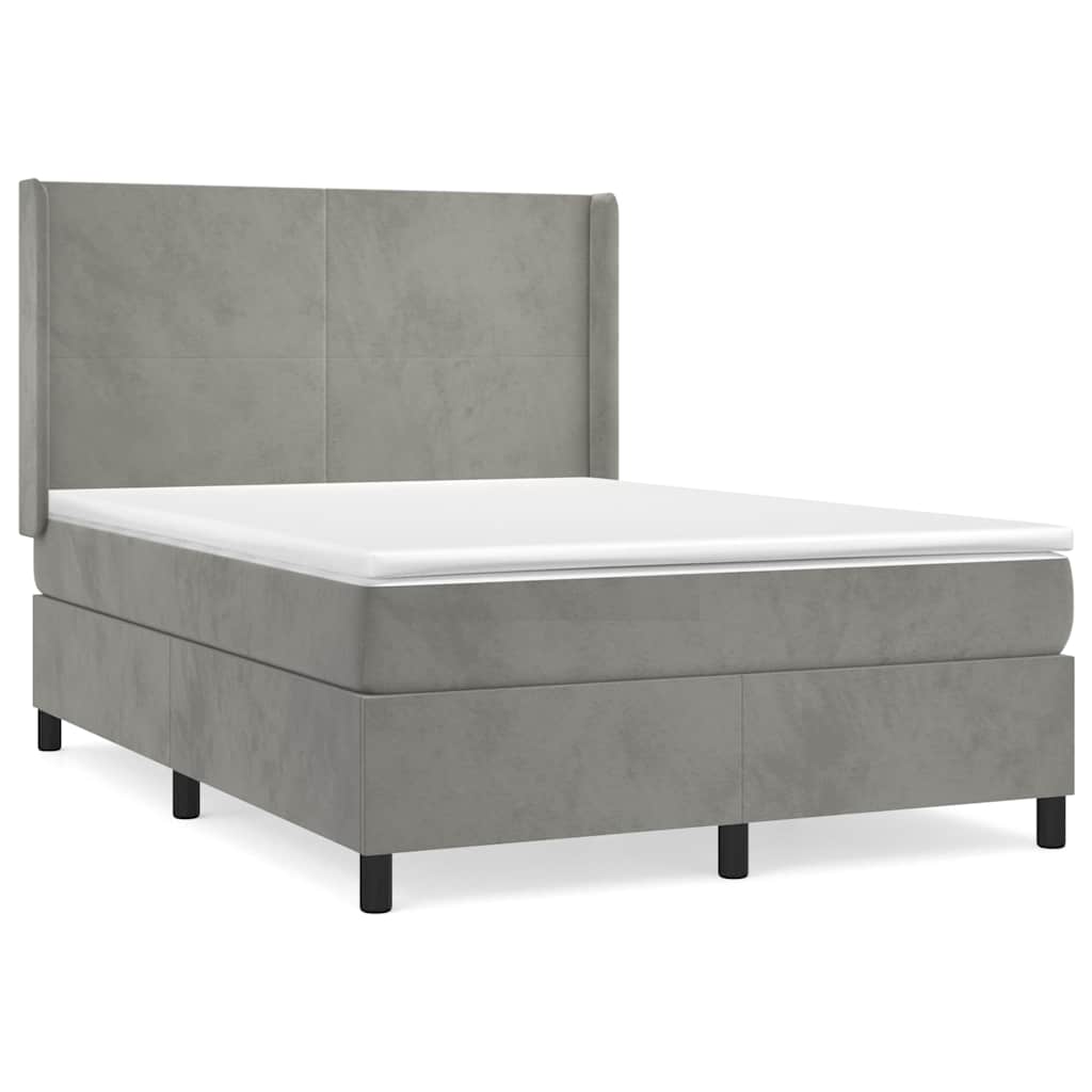 Sommier à lattes de lit et matelas Gris clair 140x200cm Velours