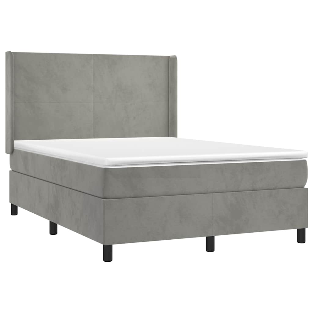 Sommier à lattes de lit et matelas Gris clair 140x200cm Velours