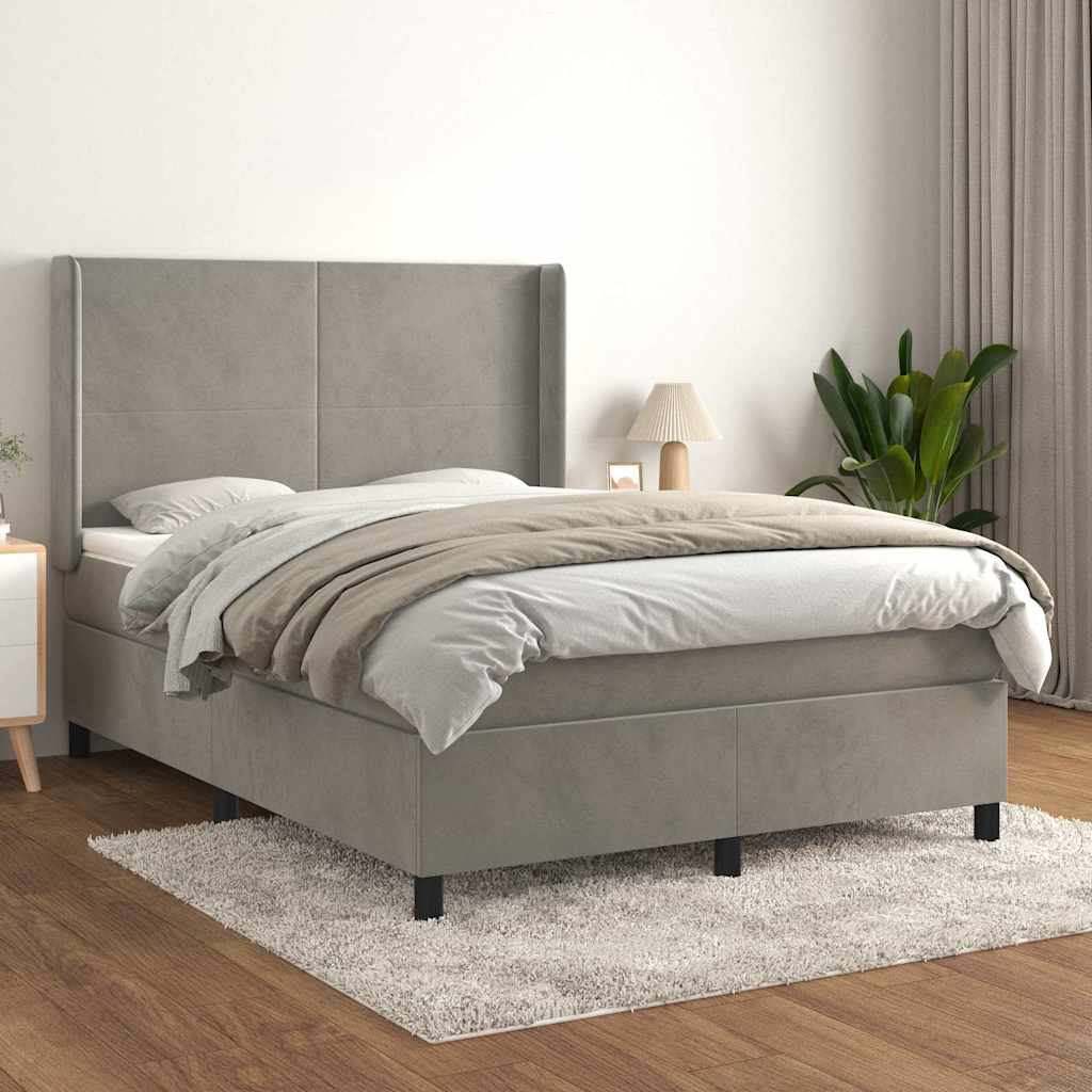 Sommier à lattes de lit et matelas Gris clair 140x200cm Velours