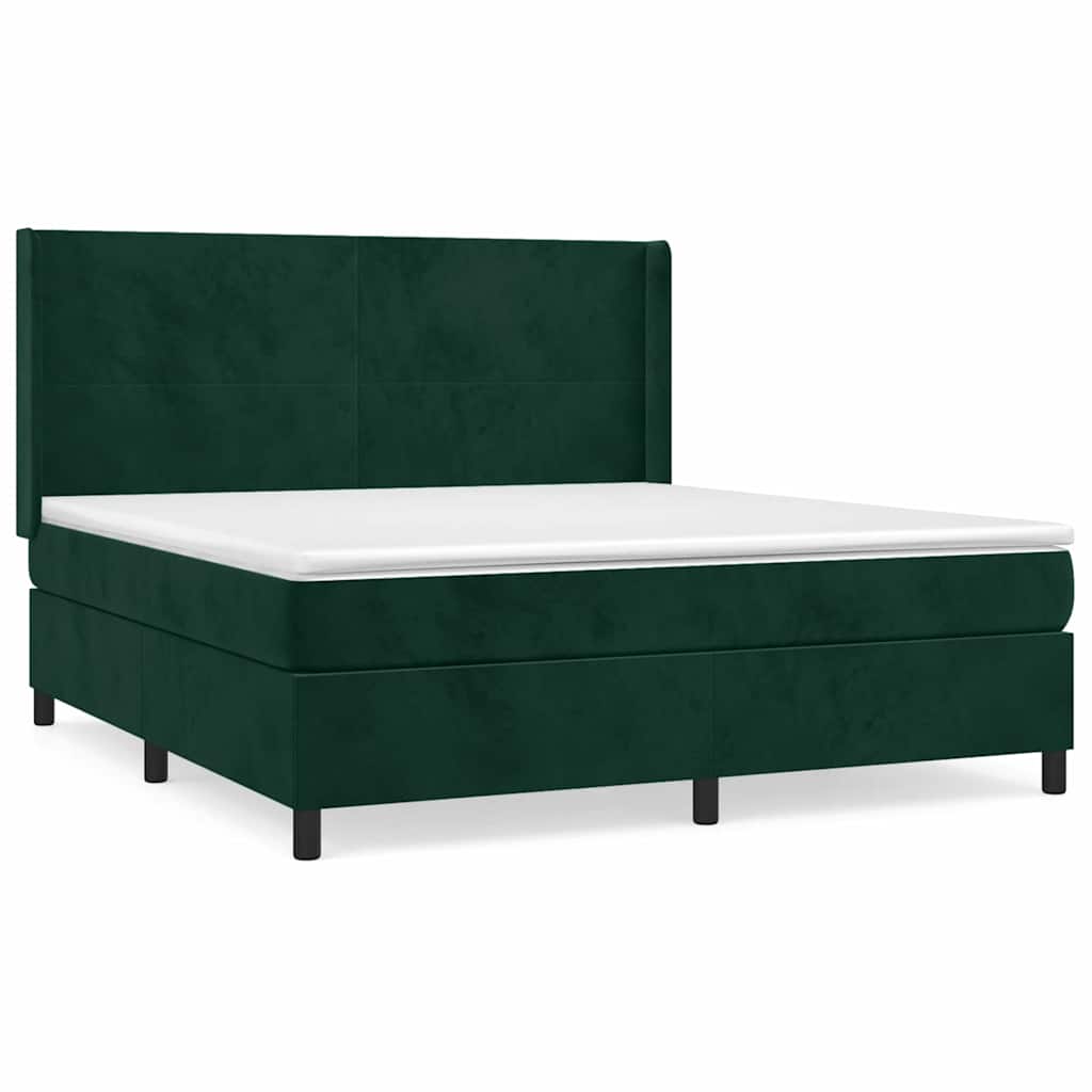 Sommier à lattes de lit et matelas Vert foncé 160x200cm Velours