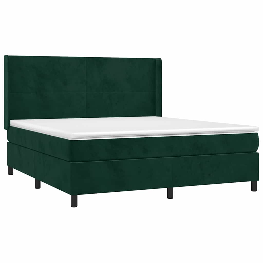 Sommier à lattes de lit et matelas Vert foncé 160x200cm Velours