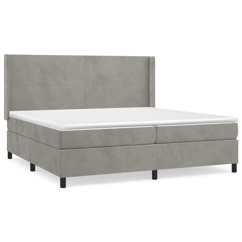 Sommier à lattes de lit et matelas Gris clair 200x200cm Velours - XIOS