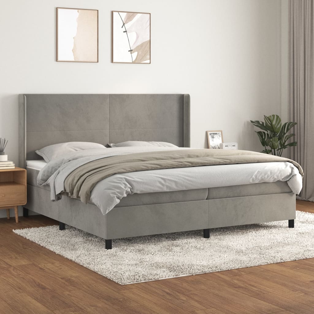 Sommier à lattes de lit et matelas Gris clair 200x200cm Velours - XIOS