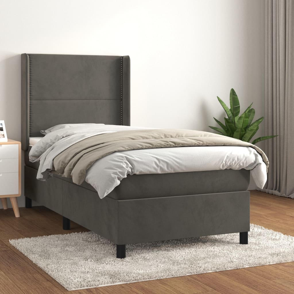 Sommier à lattes de lit et matelas Gris foncé 80x200 cm Velours - XIOS