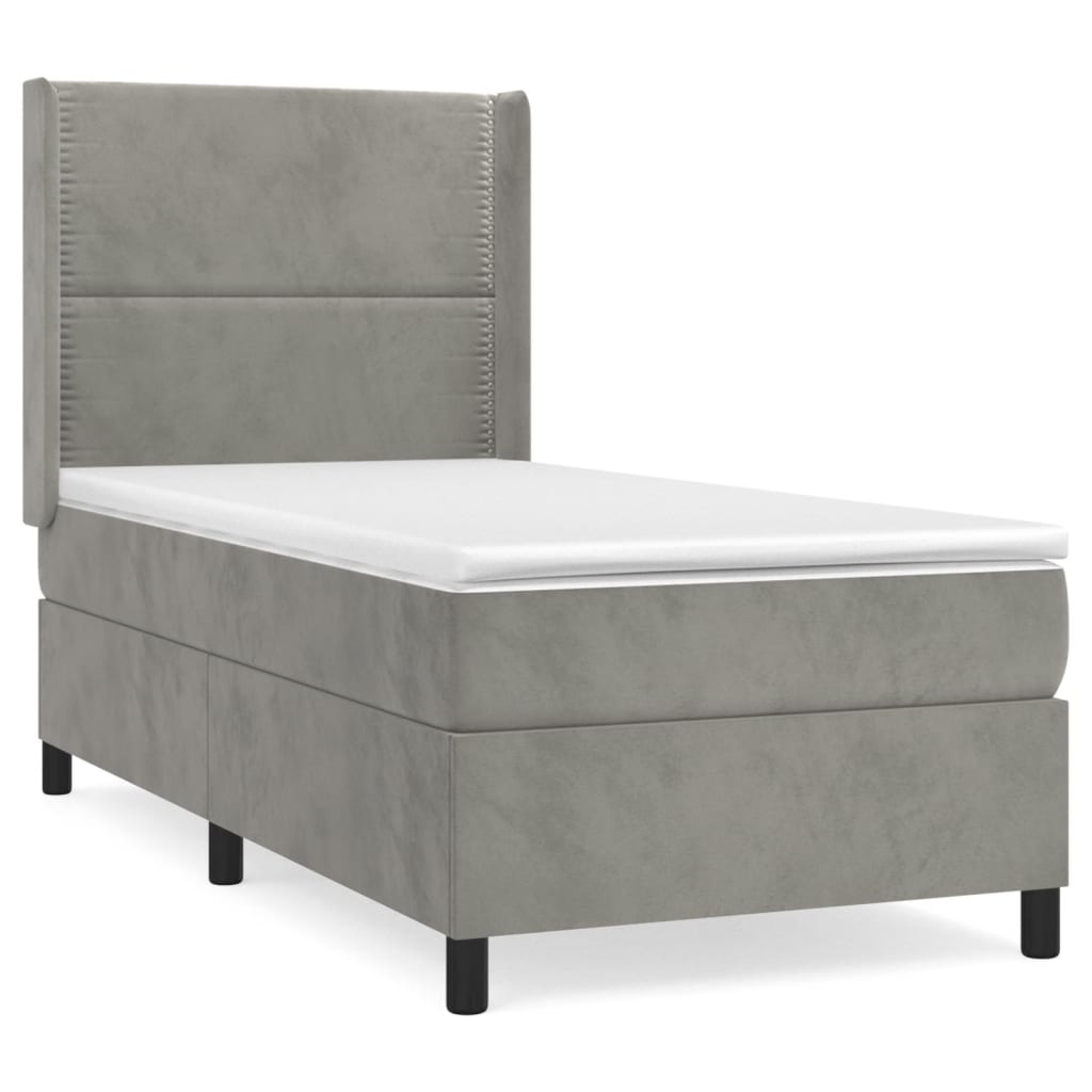 Sommier à lattes de lit et matelas Gris clair 100x200cm Velours - XIOS