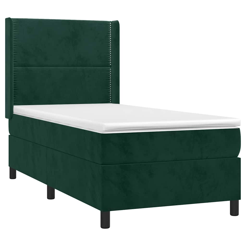 Sommier à lattes de lit avec matelas Vert foncé 100x200 cm