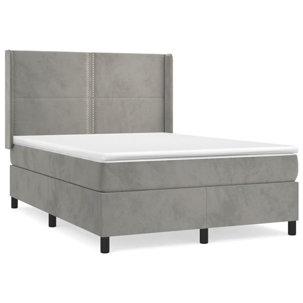 Sommier à lattes de lit et matelas Gris clair 140x190cm Velours - XIOS