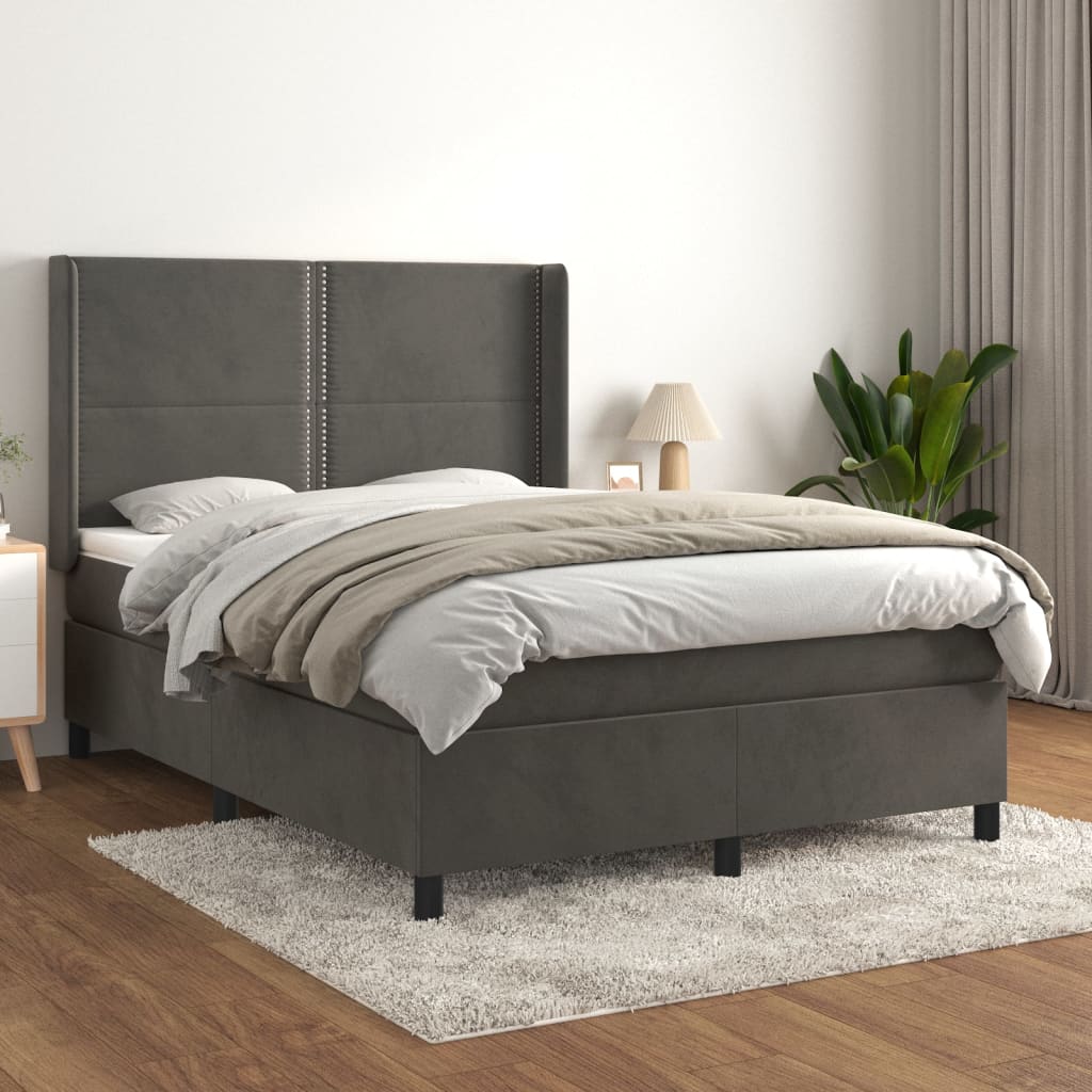 Sommier à lattes de lit et matelas Gris foncé 140x190cm Velours - XIOS
