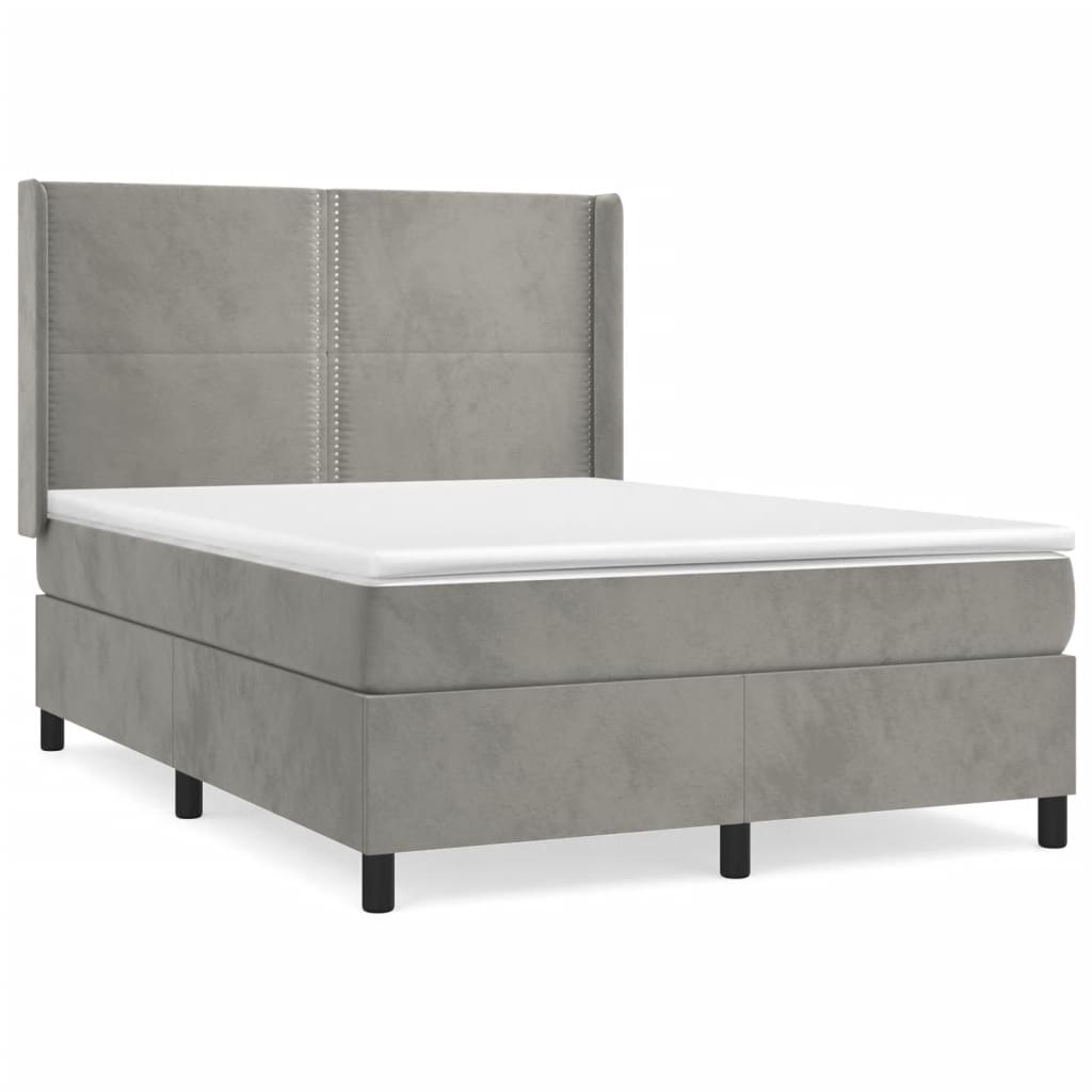 Sommier à lattes de lit et matelas Gris clair 140x200cm Velours - XIOS
