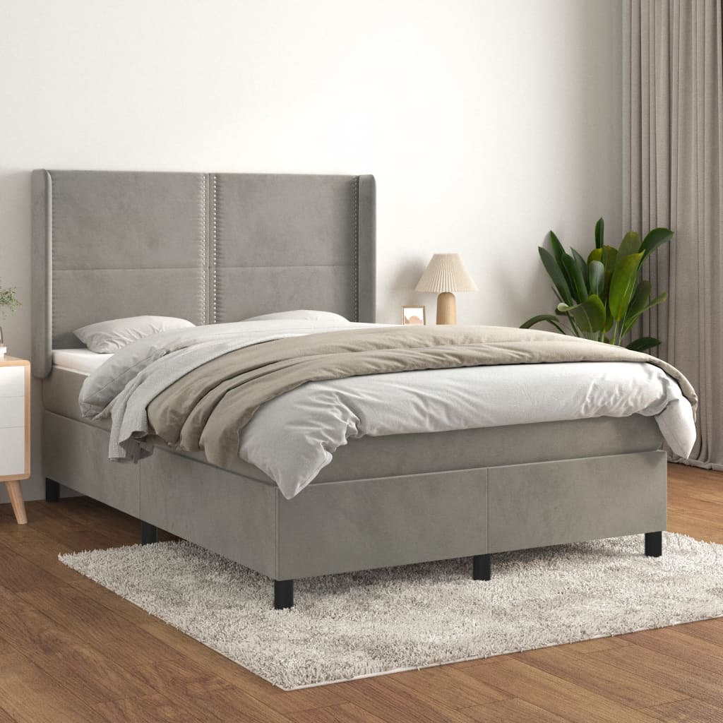 Sommier à lattes de lit et matelas Gris clair 140x200cm Velours - XIOS