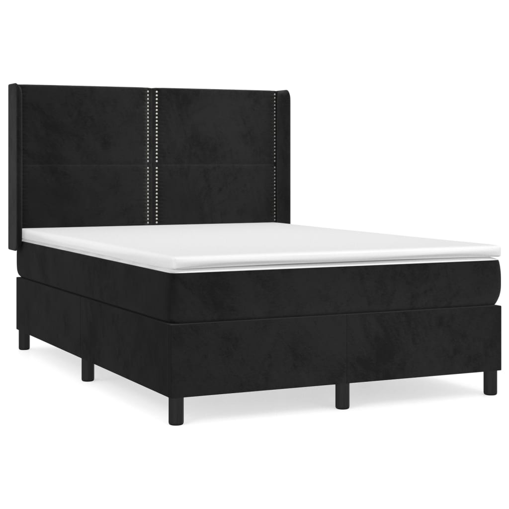 Sommier à lattes de lit avec matelas Noir 140x200 cm Velours - XIOS
